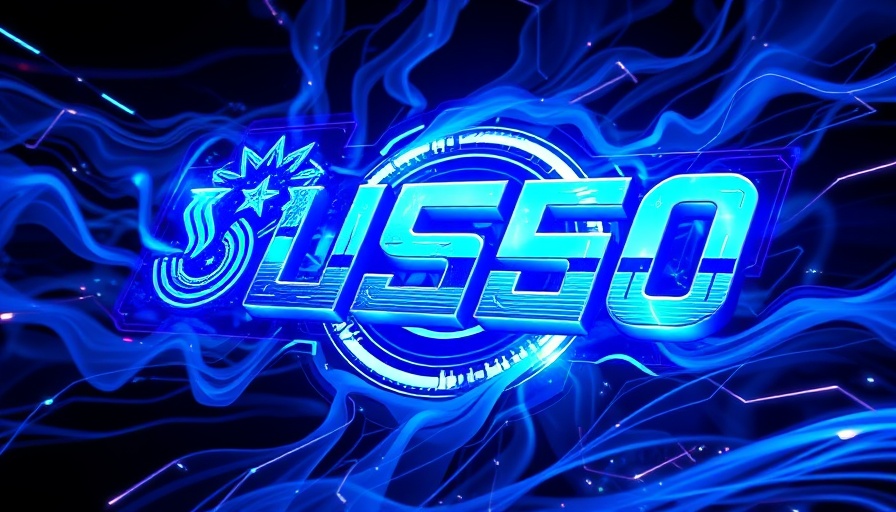 Abstract digital swirl with logos in blue, connected to AI Development.