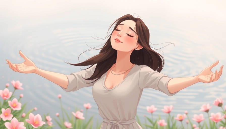 Emotional freedom depicted with serene woman in floral field.
