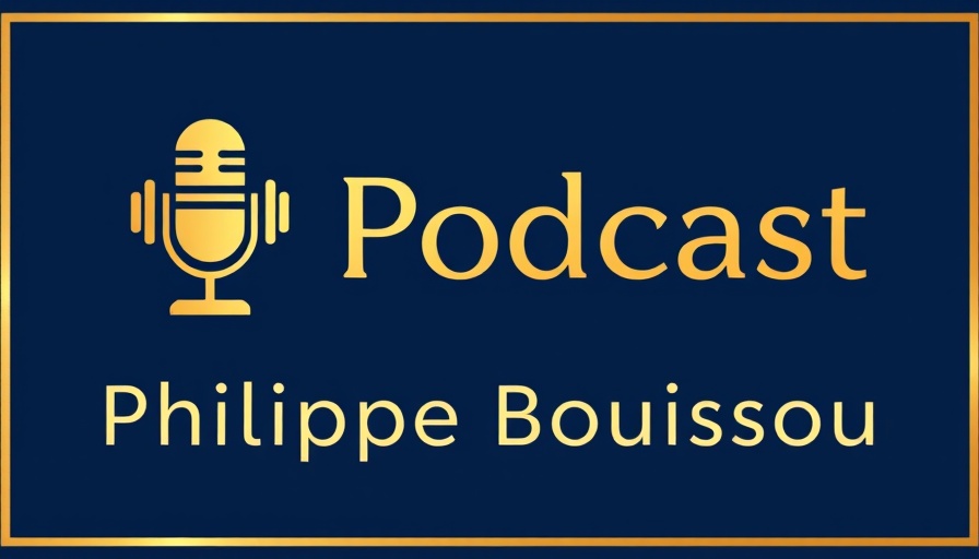 Elegant podcast banner with gold and blue colors for business growth.