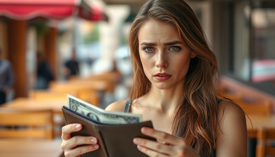 Woman dealing with unexpected expenses, worried expression.