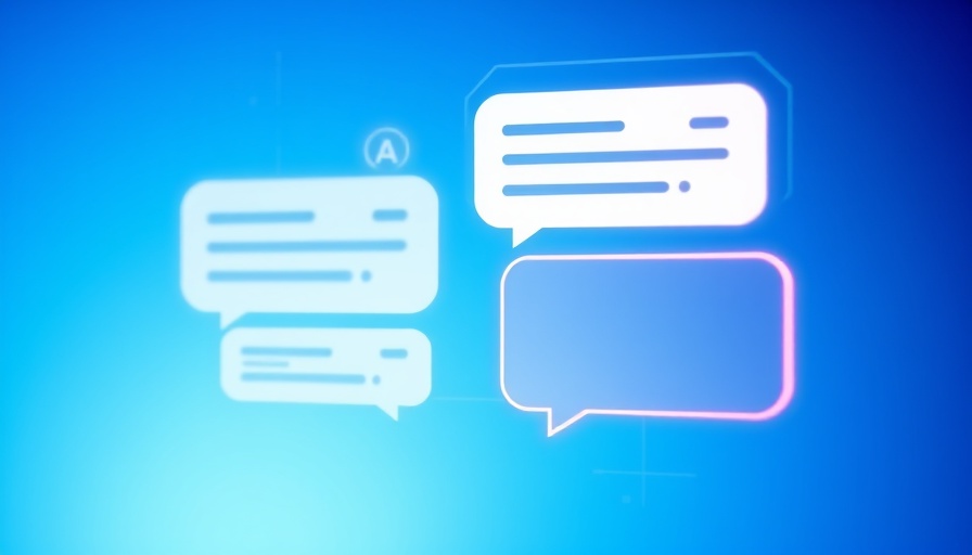 AI chatbot digital conversation on gradient blue background.