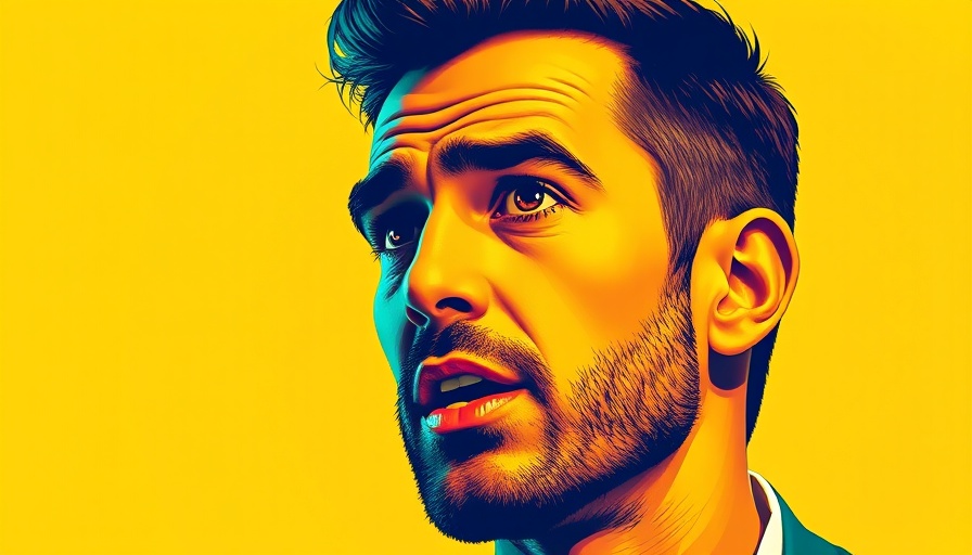 Bold digital art of a man with expressive gaze in Pop Art style with yellow and green tones.