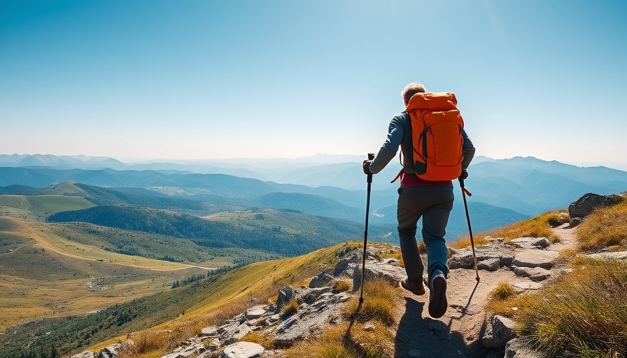 Glen Van Peski hiking with backpack on mountain trail.