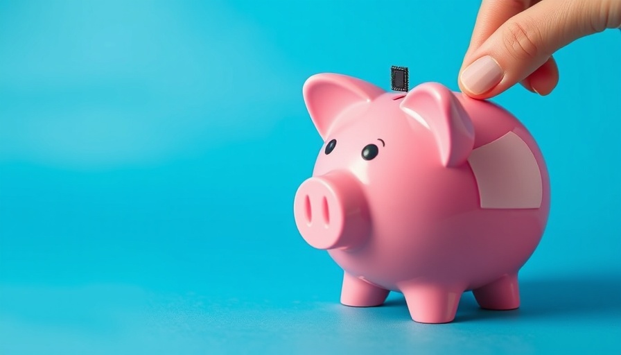 DeepSeek: Piggy bank with microchips and blue background.