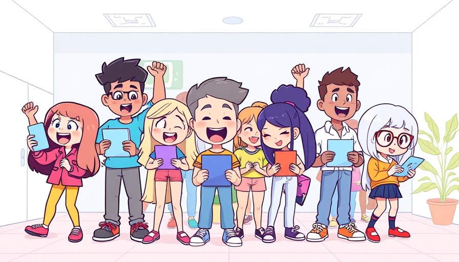 Cartoon characters engaging with digital devices, DeepSeek AI theme.