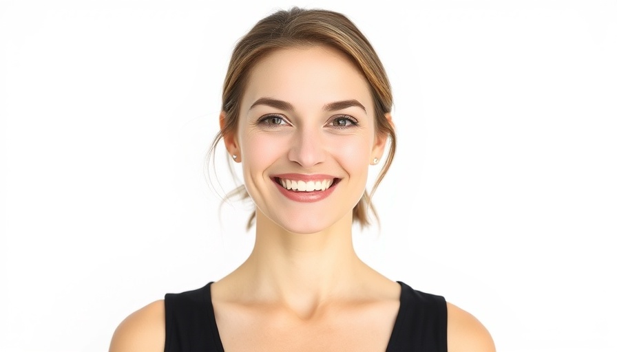 Smiling woman in black top in a well-lit studio setting.