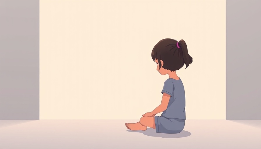 Childhood wounds concept with solitary girl and helping hand in cartoon style.