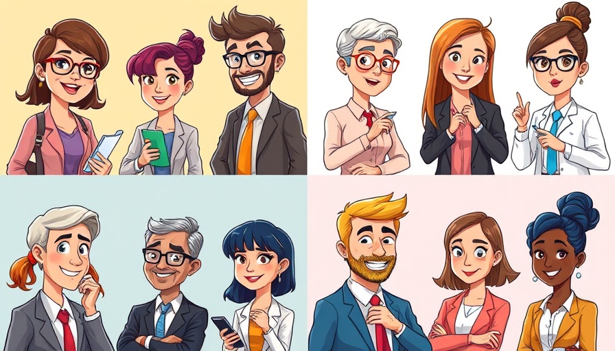 Diverse group in business roles illustration.
