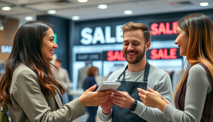 Shop assistant and customer interaction depicting purchase intention in retail.