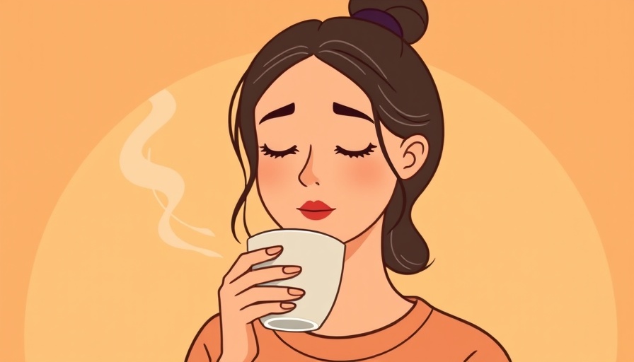 Stylized person sipping coffee, conveying mindfulness.