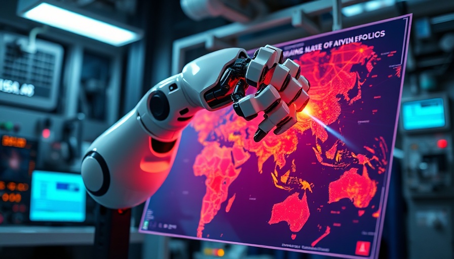 Robotic arm analyzing map for AI in space exploration