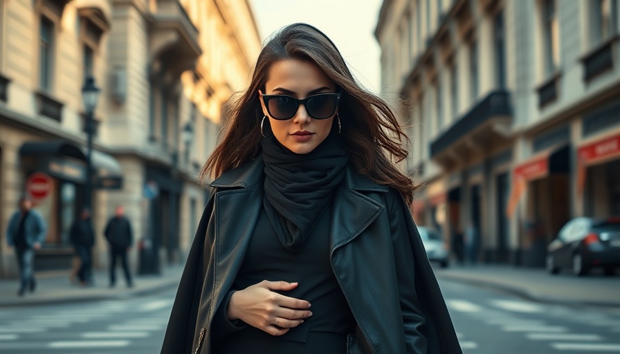 Stylish woman embodying stealth wealth fashion in urban setting.