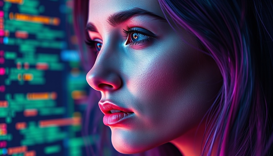 Futuristic depiction of a woman's face with code, exploring moral decision making.