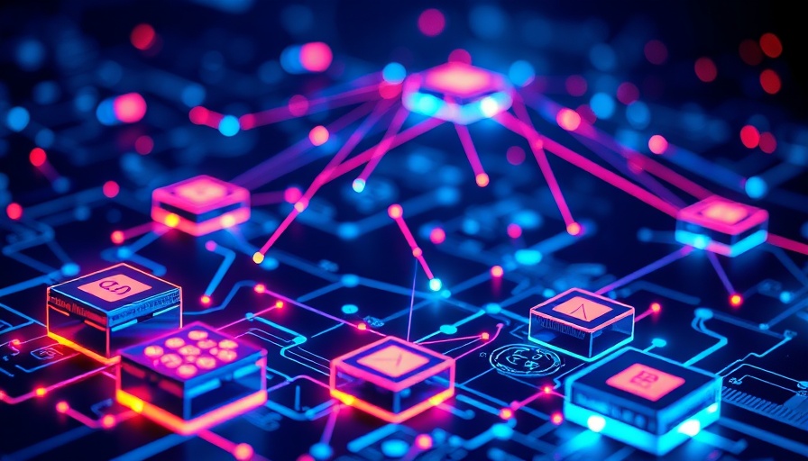 Futuristic digital representation of AI Orchestration in vibrant neon colors.