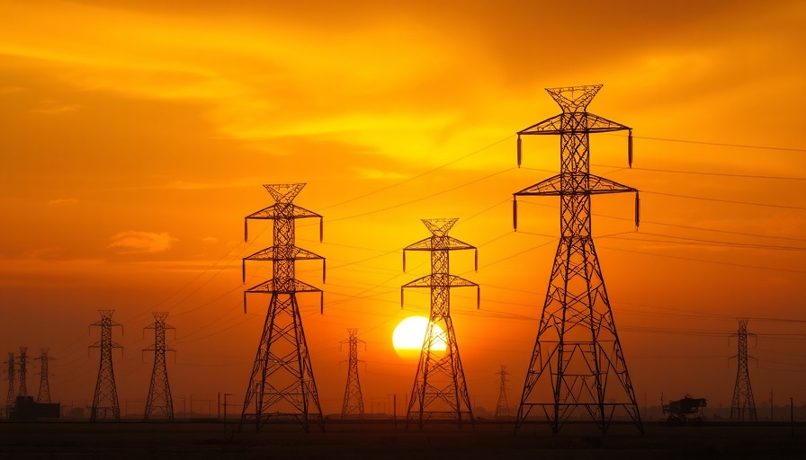 Electrical towers under sunset highlighting data center power capacity.