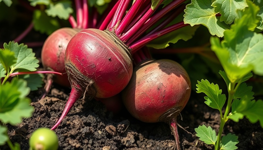 Freshly harvested beetroot in natural garden setting