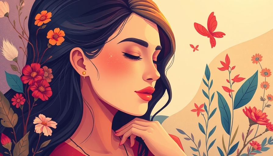 Illustration of woman with shoulder pain, mindfulness and chronic pain.