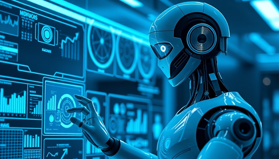 Futuristic robot using digital interface, illustrating AI reasoning models.