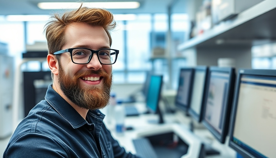 Young scientist in a lab working on quantum-inspired data storage.