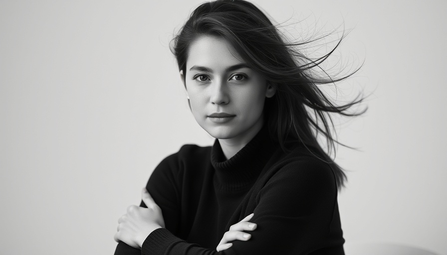 Portrait of a woman launching Thinking Machines Lab, monochrome black and white.