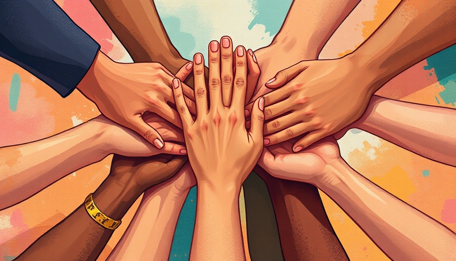 Illustration symbolizing Mindful Racial Healing with diverse hands together