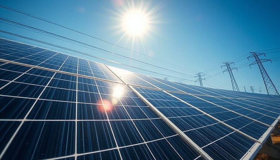 Solar panels under blue sky, symbolizing solar energy growth 2024.