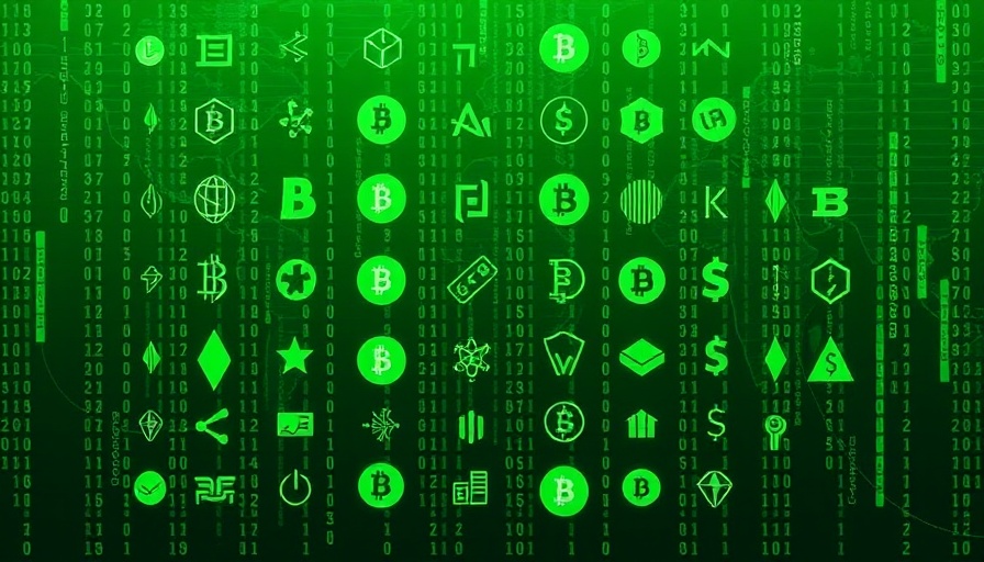 Crypto icons illustrating digital finance in green tones.