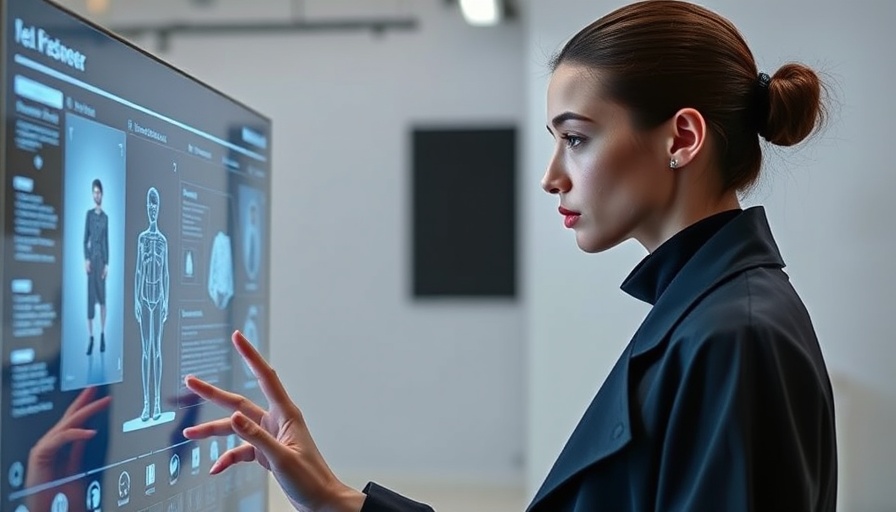 AI in fashion modeling digital display in tech studio.