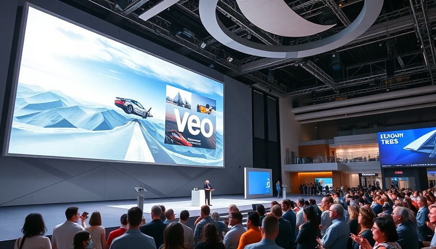 Google Veo 2 AI video generation stage presentation.