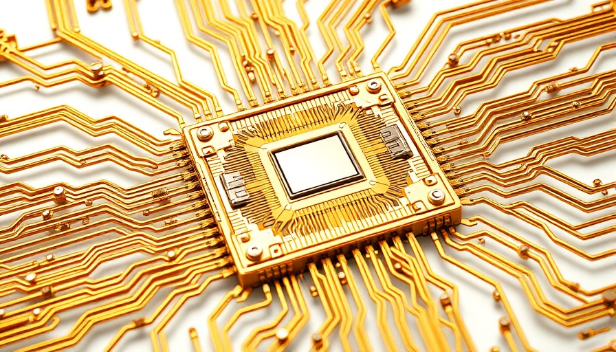 Golden superconducting quantum computer showcasing intricate components