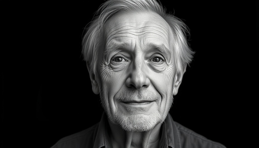 Elderly man symbolizing wisdom over power in a monochrome photo.