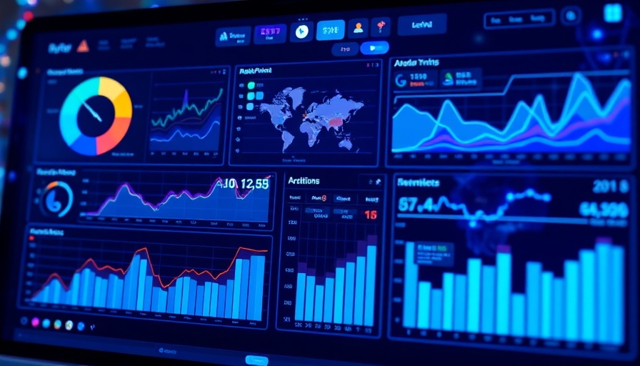 Futuristic data dashboard displaying analytics in blue tones, Google Colab Data Science Agent.
