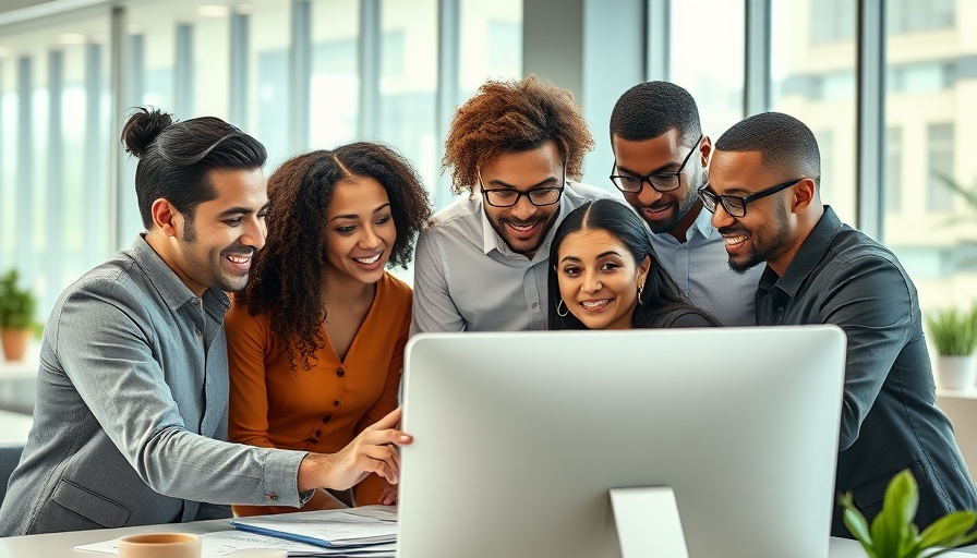 Diverse team collaborating on AI for CRM in bright office.