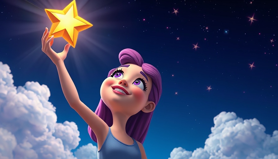 Let Go of My Big Plan: Woman reaching for colorful star in starry sky.