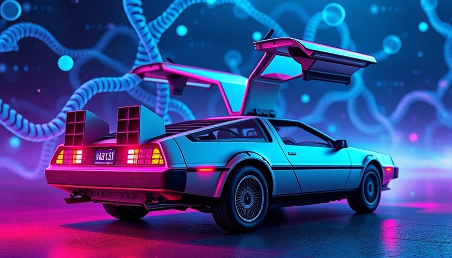 Futuristic car with DNA strands highlighting gene de-extinction.