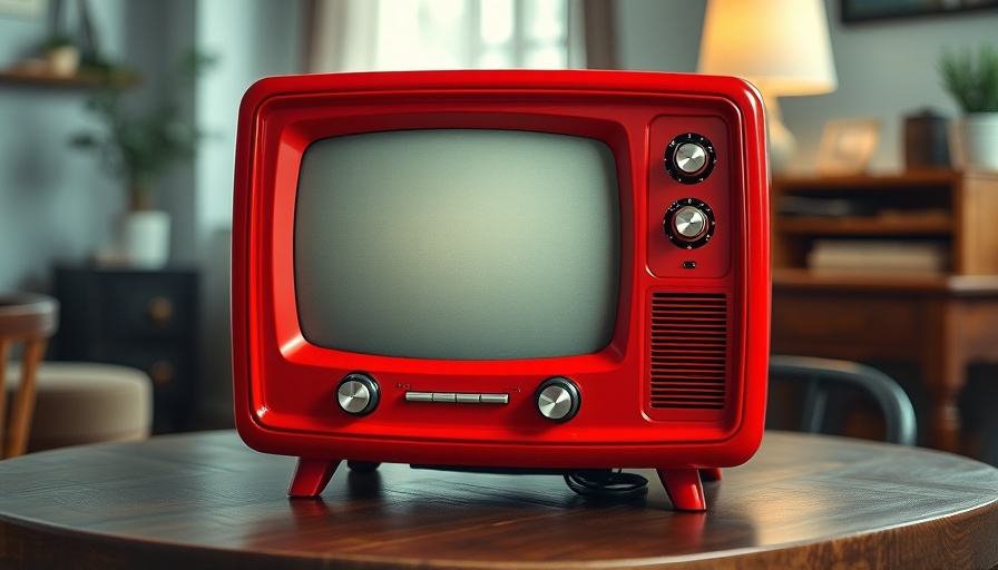 Vintage red television with dials for Color Television in Australia