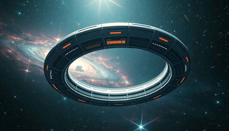 Enormous ring-like structure growing in space, cosmic backdrop.