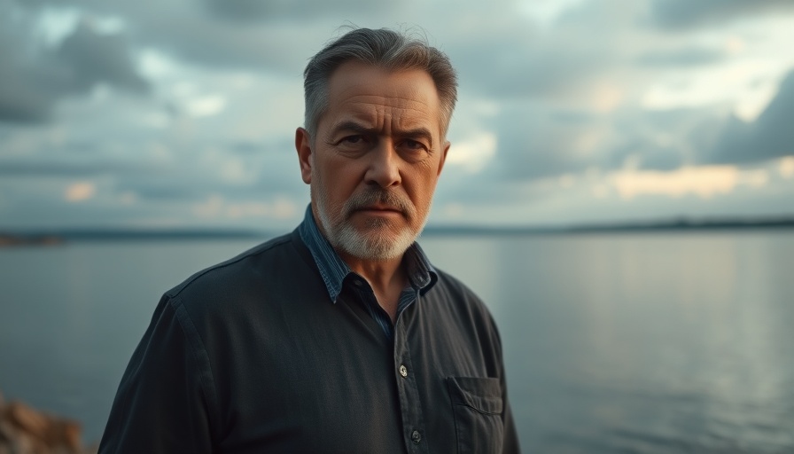 Confident middle-aged man stands by calm water, Boeing 737 Max safety accountability.