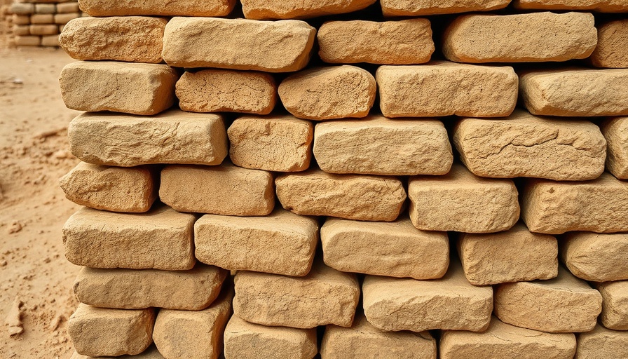 Ancient mud bricks in a desert setting.