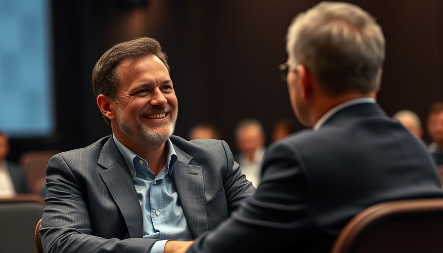 Smiling businessman discussing autonomous ride-sharing product.