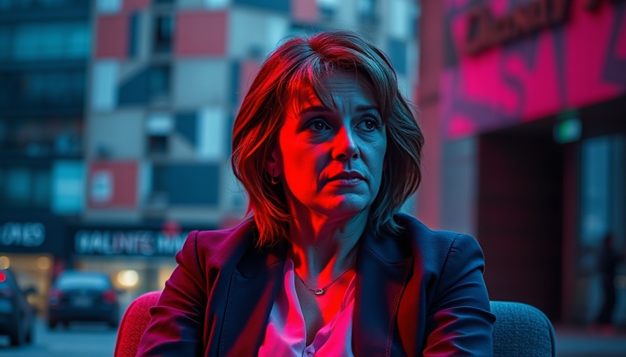 Thoughtful woman in interview with digital overlay for Meta's attempts to ban Careless People