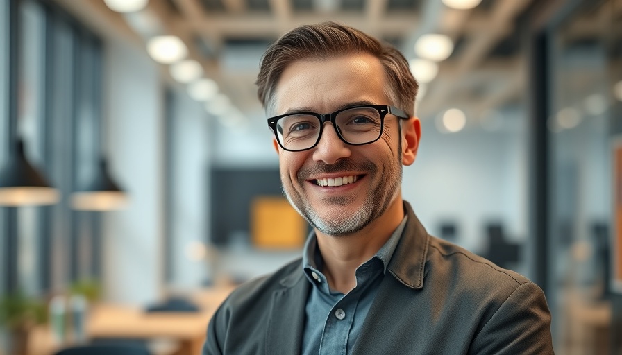 Quantum AI Social Capital presentation with smiling professional.