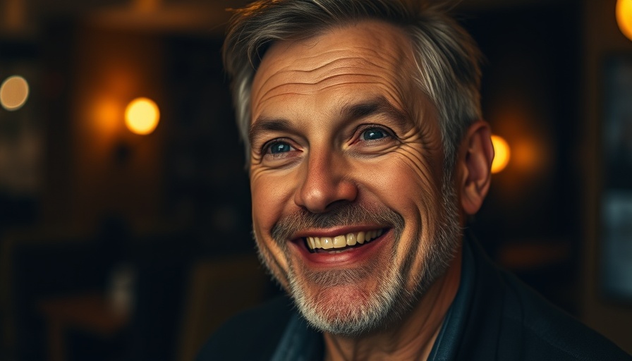 Middle-aged man smiling softly, symbolizing spiritual awakening.