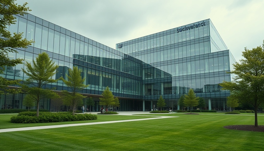 Corporate campus with 'Defying Displacement' book cover; housing justice theme.