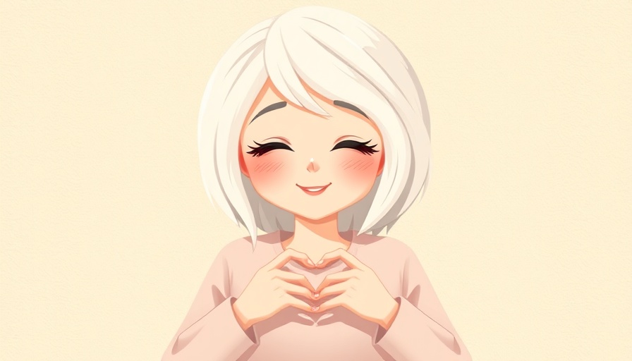 Illustration of self-love during menopause, woman with heart shape on chest