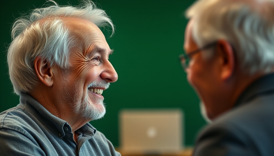 Elderly man engaging in a lively conversation for spiritual awakening.