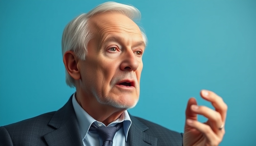 Elderly man in a suit speaking passionately about spiritual awakening.