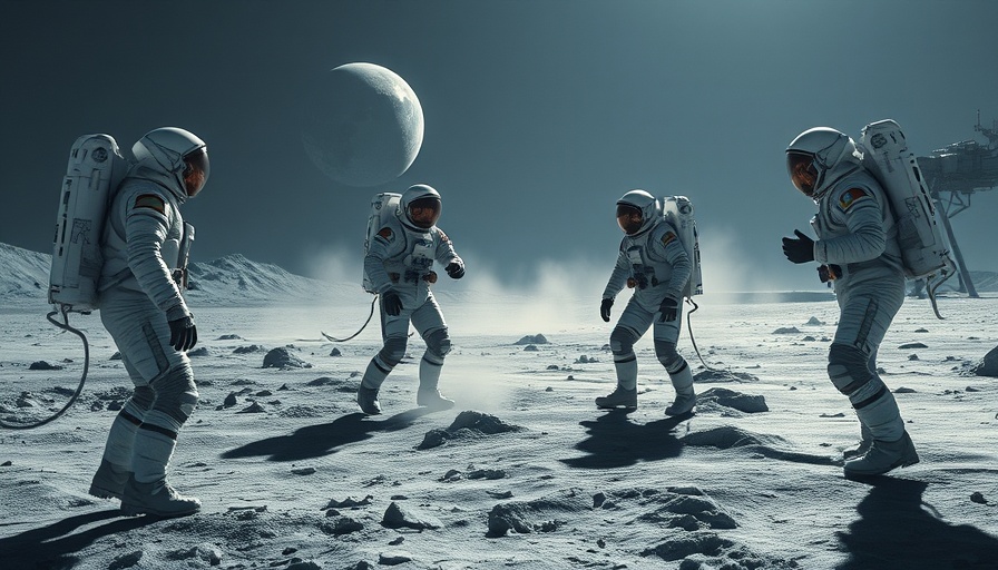 Astronauts on the moon impacting advanced technologies under Earthlight.