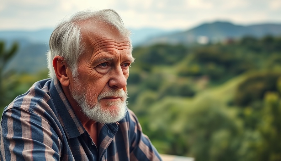 Pondering elderly man among greenery, discussing junk DNA significance in humans.
