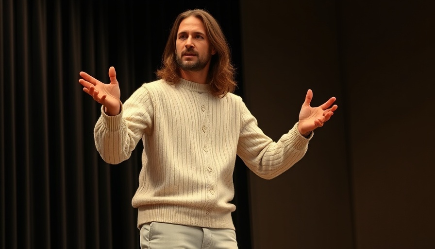 Man gesturing during a speech, discussing attracting narcissists.
